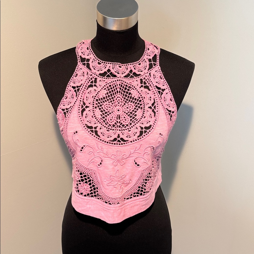 Free People Lavender Lace Halter Top